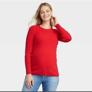 Isabel Maternity Ribbed lightweight crew neck sweater Size S NWT
